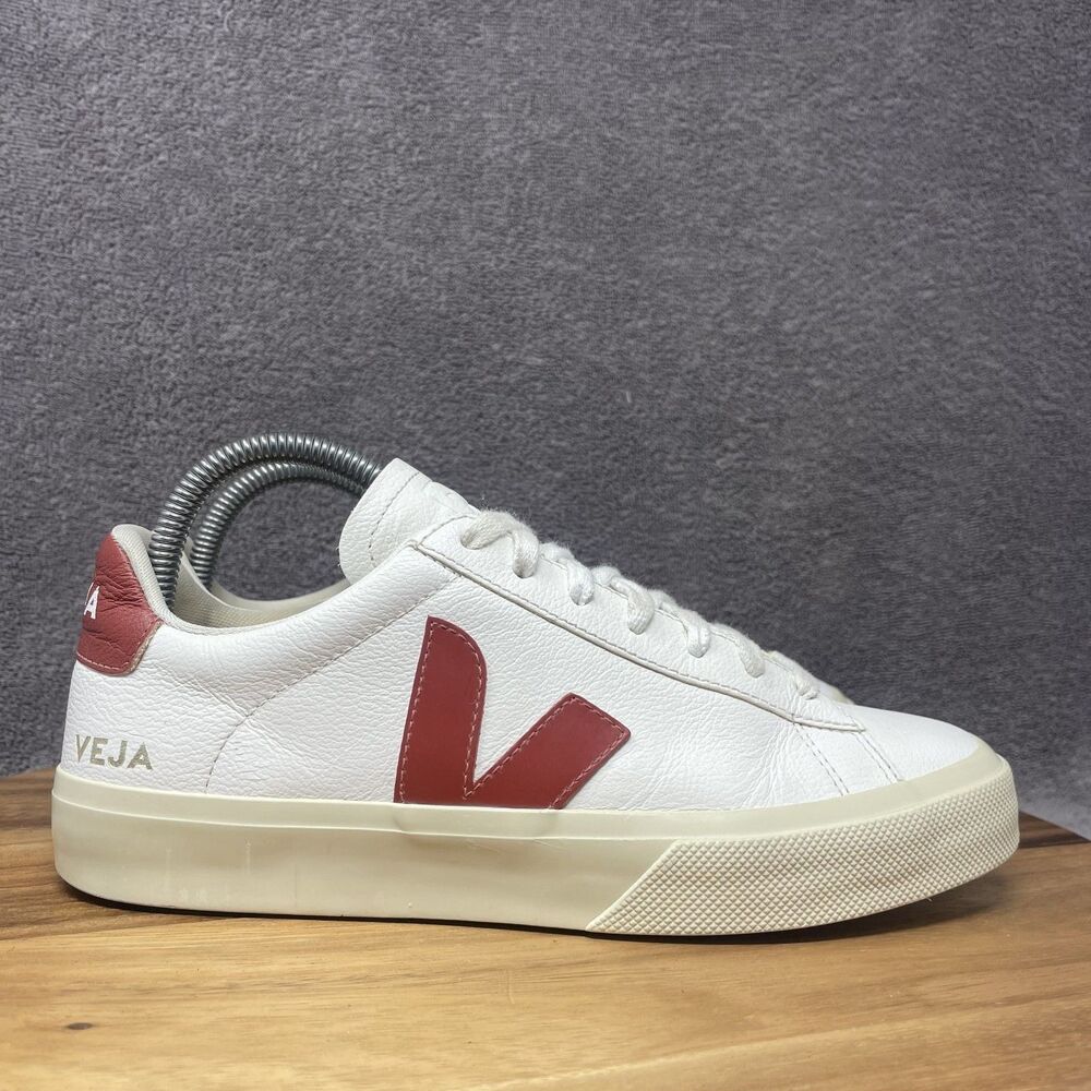 Veja White and Red Athletic Shoes